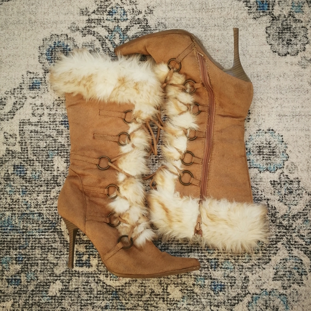 Camel colored Tall heel boots size 7.5